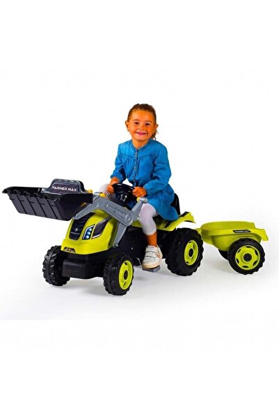 Smoby Xl Römorklu Pedallı Ve Kepçeli Traktör Yeşil