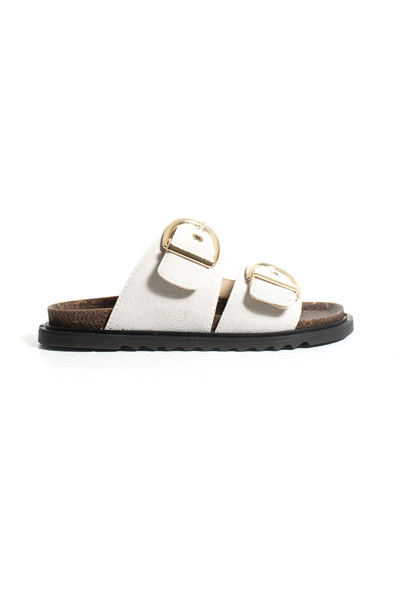 Gökçe Shoes EİDA TAŞ SÜET ÇİFT KEMER TOKA DETAY KADIN TERLİK