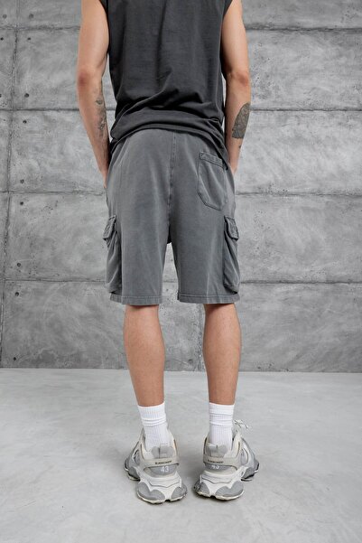 NOMARC Men's Smoked Washed Cargo Pocket Shorts