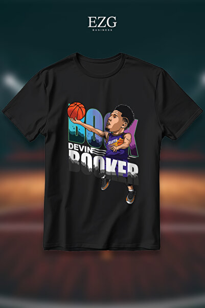 EZG Business تي شيرت ديفين بوكر مطبوع كبير الحجم للجنسين مصنوع من القطن بنسبة...