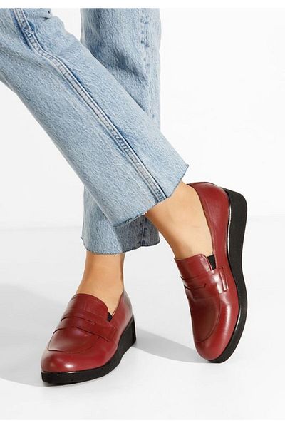 B T Shoes Women's red Gessi platform loafers