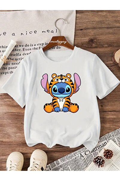 oneagılyazı Tiger Stitch Štampano Dete Oversize kroj T-shirt