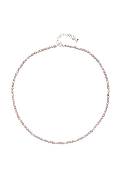 birinci 1926 925 Ayar Gümüş 3 mm Pembe Çıtır Doğal İnci Kolye