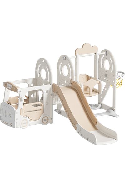 Ma Baby 3 in 1 Baby Slide & Swing, Freestanding Slide for Kids, Indoor & Outdoor, Long Slide,