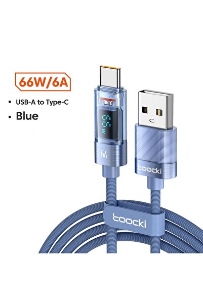 Toocki China Mainland 1m Blue USB Type C Cable 6A 66W For Display Fast Chargi...