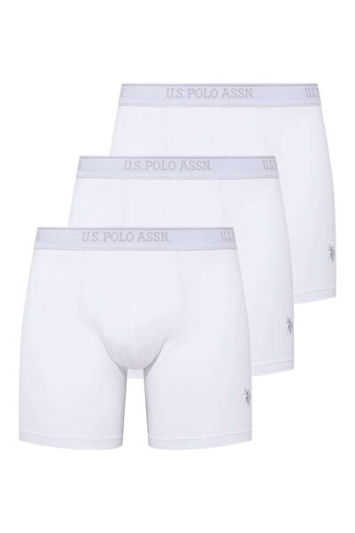 U.S. Polo Assn. U.S. Polo Assn. Чоловічі 3-пари білих довгих бавовняних боксерів у коробці - Білі - ILC2.80O45C4Q