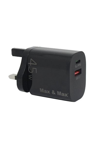 Max&Max Max & Max Gan Dual Port Charger 45 Watts Black