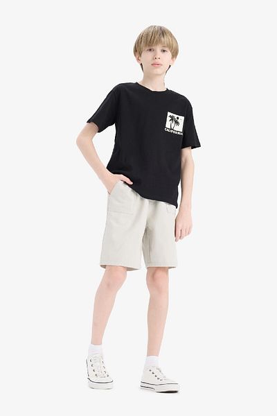 DeFacto Boy's Elastic Waist Pocket Gabardine Shorts E7333A825Hs