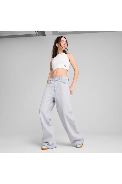 Puma Γυναικείο λευκό εσώρουχο με ραβδώσεις Crop Top Wardrobe Essentials