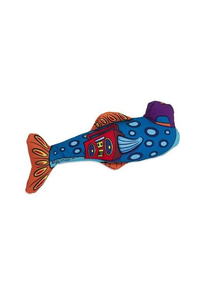 Fat Cat Swim Shaddy Cat Durable Canvas Fabric Cat Toy with Grass