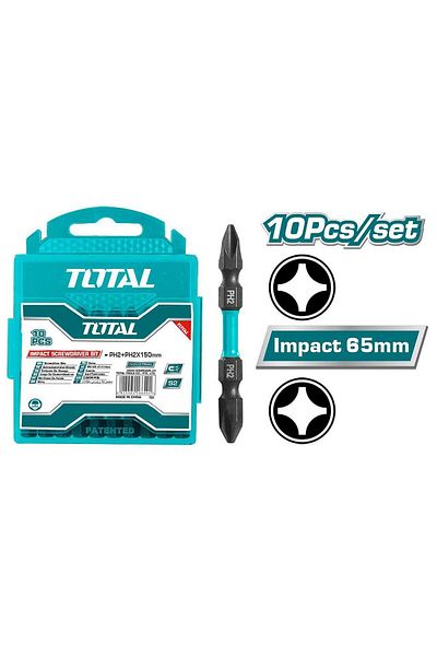 TOTAL Ph2 Ph2 65mm 10pcs/set Black Screwdriver Bit Set