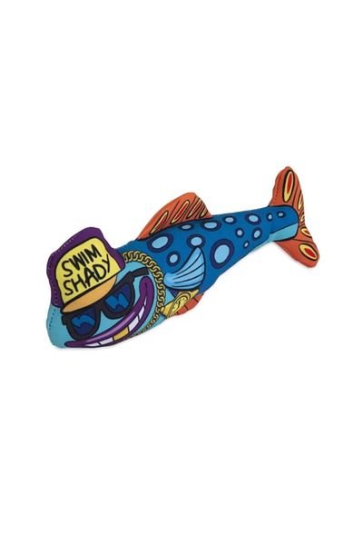 Fat Cat Swim Shaddy Cat Durable Canvas Fabric Cat Toy with Grass