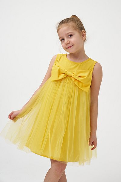 Minipodyum Girl's Bow Tulle Summer Birthday Special Occasion Dress