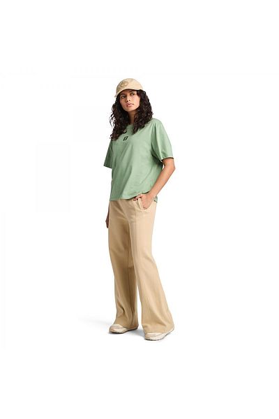 Timberland Tb0A5Rzx Stack Logo -Sleeve Tee Light Green Women's T-Shirt