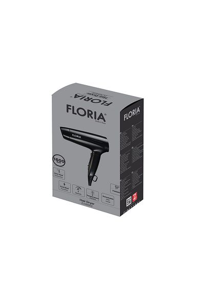 Floria Uscator de par Floria ZLN9402, 1600W, 2 trepte de viteza, 3 trepte de temperatura, Negru