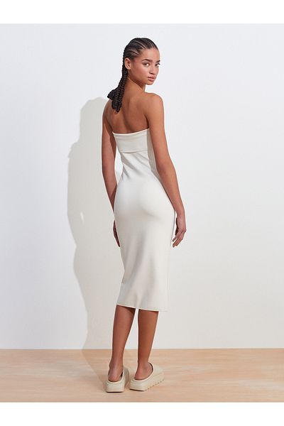 Dilvin 91422 Strapless Dress-Stone