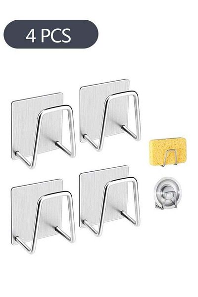 COOYA 4-Piece Sponge Holder for Kitchen Sink, 304 Stainless Steel, Sponge Holder Sink Kitchen Accessories