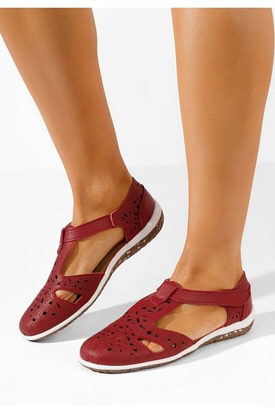 B T Shoes Mihely red genuine leather ballerinas
