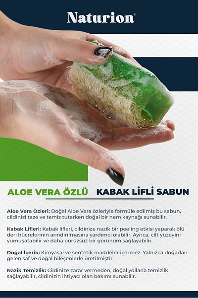 Naturion Aloe Vera Extract, Pumpkin Fiber Soap - 125/150 Gr.