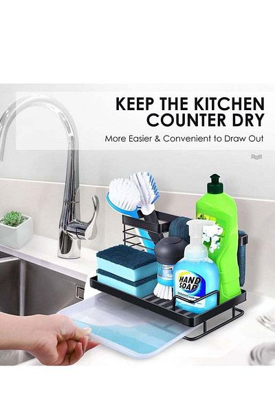 COOYA Sponge Holder, Kitchen Sink Caddy, Rust Proof Kitchen Sink Organizer for Dish Rag Soap Brush