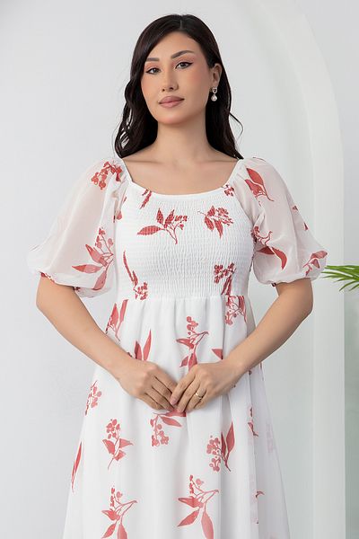 PULLIMM Rochie din satin cu mâneci pepene verde cu decolteu pătrat 2025-4119