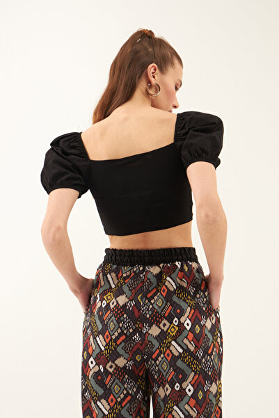 vuvutasarım New Season Γυναικεία Μπλούζα με κοντό μανίκι με τετράγωνο γιακά 44030