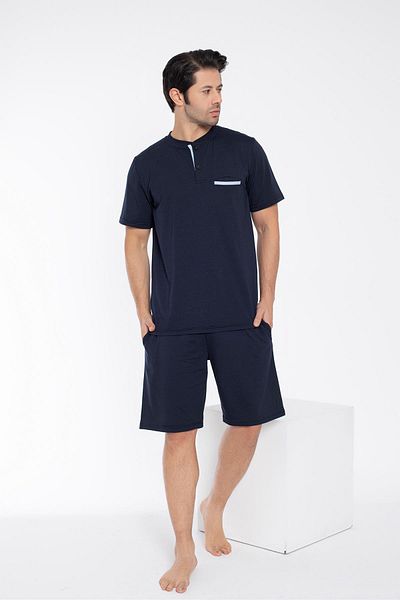 CONFEO Ανδρικό κοντομάνικο σορτς Navy Blue κοστούμι πιτζάμα C7T0N1O-049