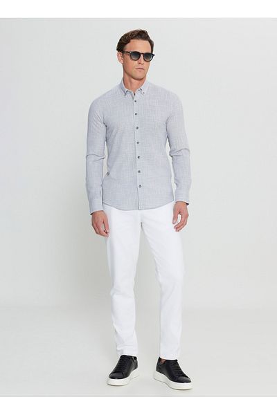 ALTINYILDIZ CLASSICS Altınyıldız Classics Slim Fit Buttoned Collar Anthracite Men's Shirt Ace 020252168 _Atr