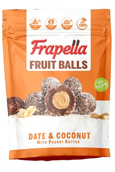 Frapella 80 Gr X 6 Pack Coconut Coated Peanut Butter Filled Fruit Ball