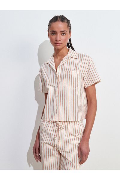 Dilvin 50499 Short Sleeve Chest Pocket Shirt-Ecru