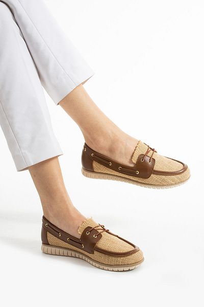 KAOF SHOES Γυναικεία Κλασικά Παπούτσια Oxford Straw Espadrille & Ballerina Loafer Casual Παπούτσια