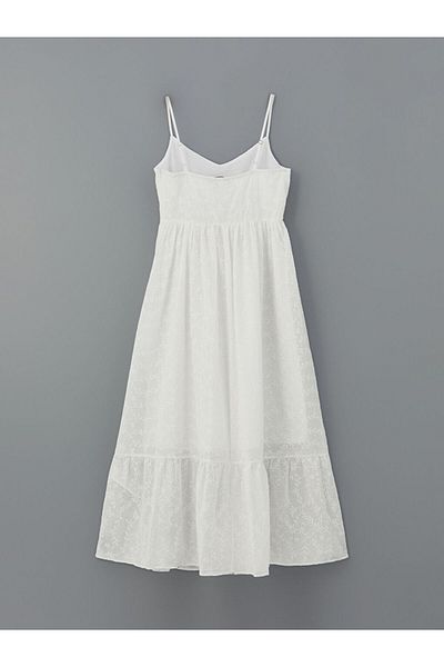 LC Waikiki XSIDE Rochie albă cu decolteu în V cu broderie florală
