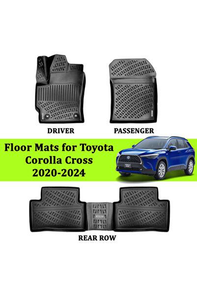 Monlion Toyota Corolla Cross 2020-2024 Uyumlu  Paspasları Ön ve Arka 2 Sıralı, Kaymaz , Siyah Renk