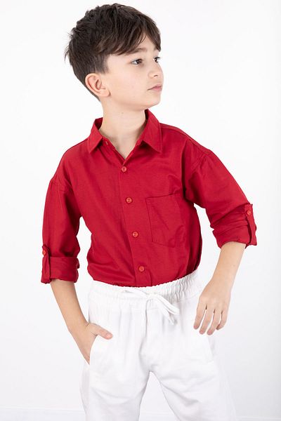 Cansın Mini Red Boy's Shirt and Trousers 2 Piece Set 20434