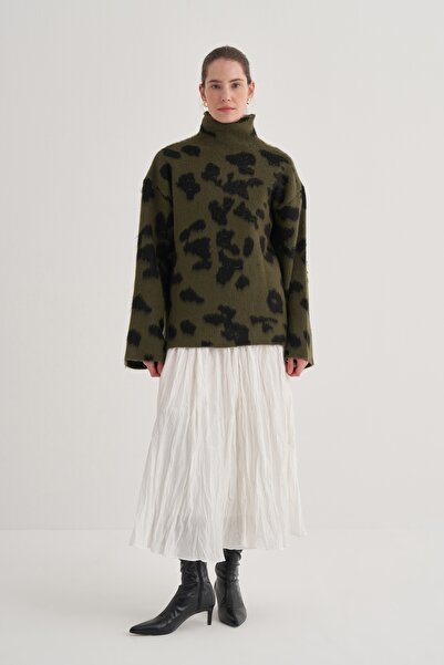 EBU Prive Fusta de damă Crush plisată din voile Ecru