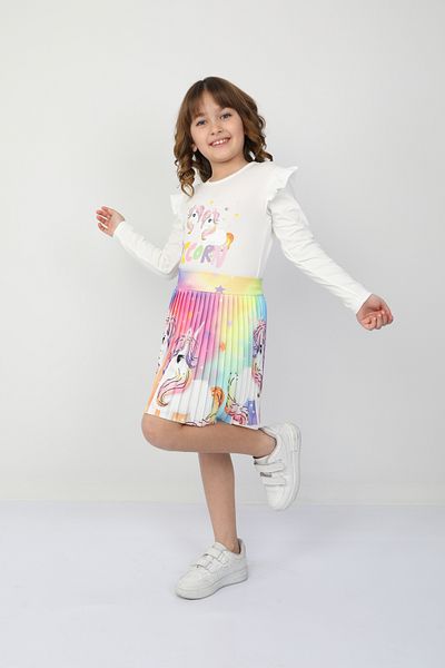 e-çocuk Unicorn Girl's Suit with Rainbow Skirt 9998