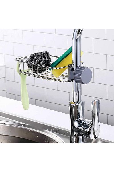 COOYA Sponge Holder, Kitchen Sink Caddy Organizer, Bathroom Faucet Rack, Soap Sponge Hanging Shelf