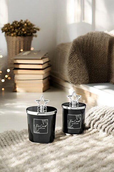 Tiem Concept Dekoratif Özel Tasarım Gümüş Yıldız Başlıklı 2 'li Siyah Bardak ...