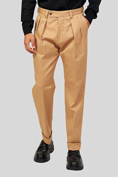 BOSS Esnek Pamuklu Rahat Kesim Erkek Pantolon Bej