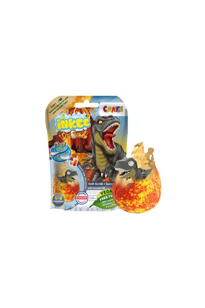 CRAZE Inkee Bath Bomb with Surprise Dino - Vegan, Dermatologist Approved for Kids
