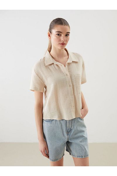 LC Waikiki Cămașă de damă XSIDE Bej Regular Fit din muselină