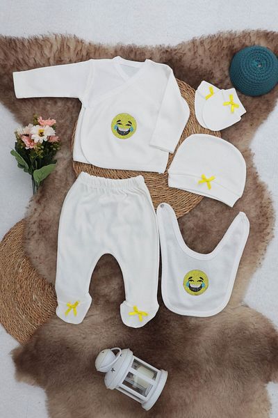 Sema Baby Doremodam Sema Baby 5 Piece Smiley Face Hospital Release Bodysuit Set 0-3 Months
