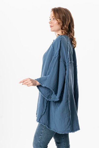 Eliş Şile Bezi Help Rafa Semi-Sleeve Nadya V-Neck Melusi Summer Blouse