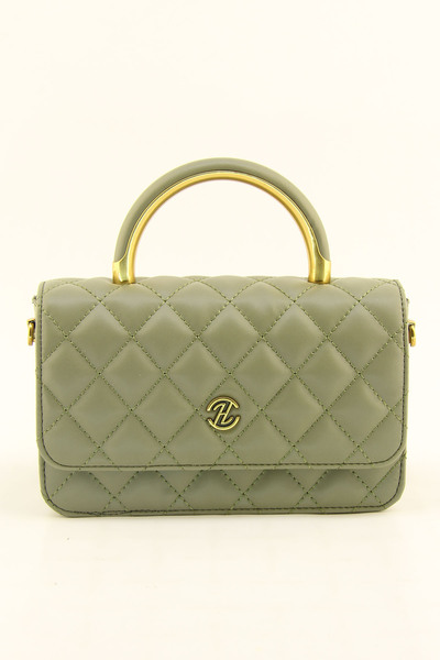 HNB Жіноча хакі капітонована сумка з подвійними ременями та хрестоподібними ручками