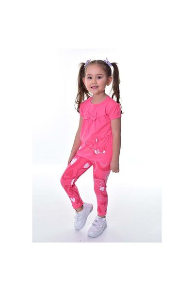 Mnk Baby&Kids Fuchsia Girls' Bodysuit - Long Leggings, Short Sleeve M00711