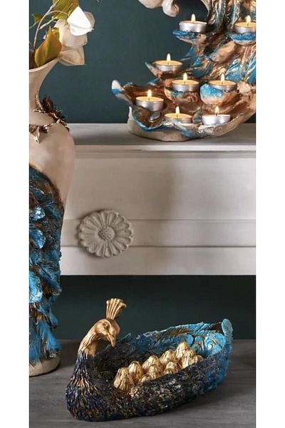 SETABIANCA Πιάτο Seta Peacock Μπλε 33*15*15 εκ
