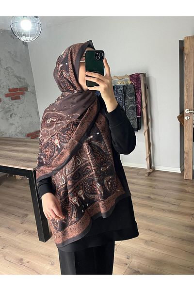 Merwiss Ethnic Retro Pattern Brown Shawl