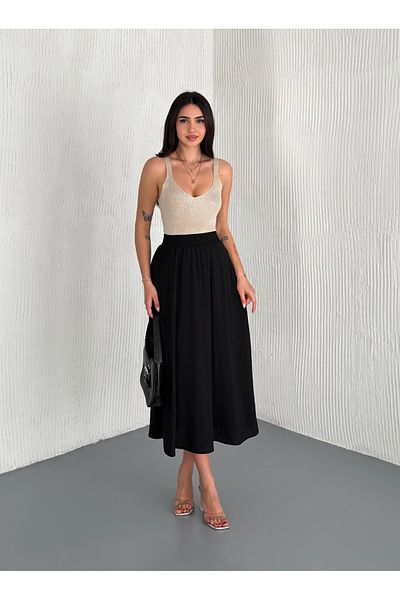 Cistern İstanbul Women's Long Flared Skirt with Pockets