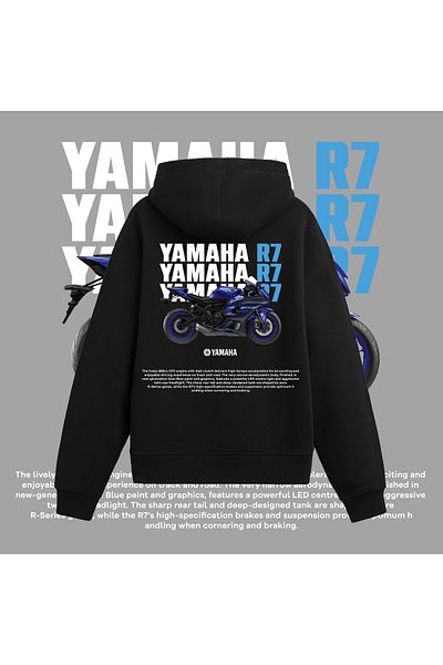 Edizen Yamaha R7 Premium T-Shirt Unisex Oversize 100% Cotton Black