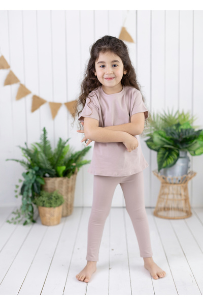 EANDCOATELİER Children's Set of Top and Bottom Cotton (T-Shirt-Long Leggings)
